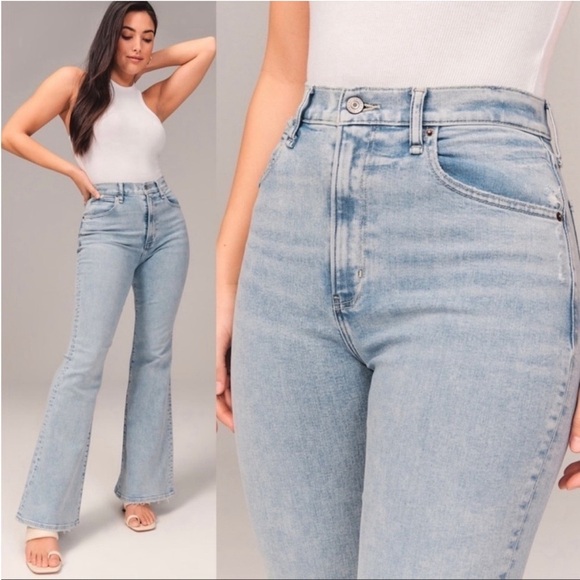 Abercrombie & Fitch Denim - Abercrombie & Fitch Curve Love The Flare Ultra High Rise In Light Wash Size 34